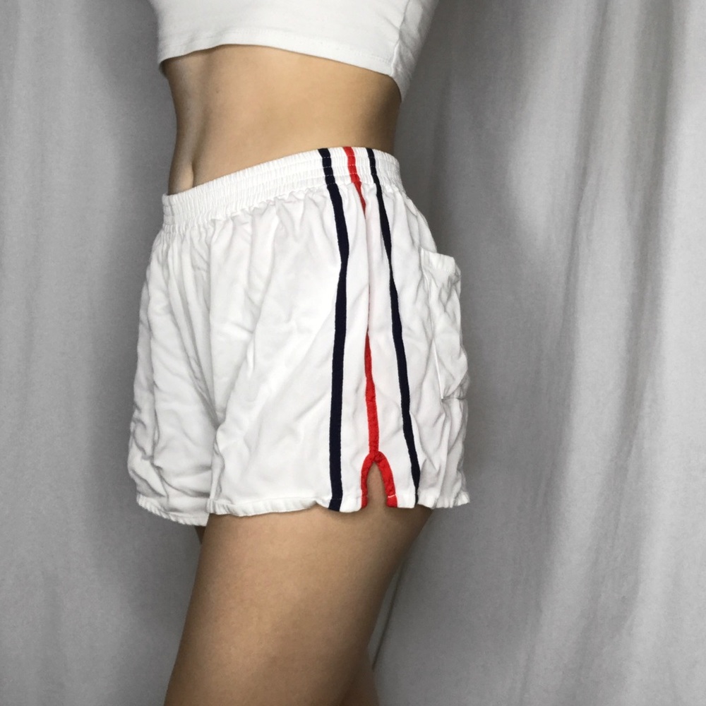 Brandy Melville White with Red & Blue Stripes